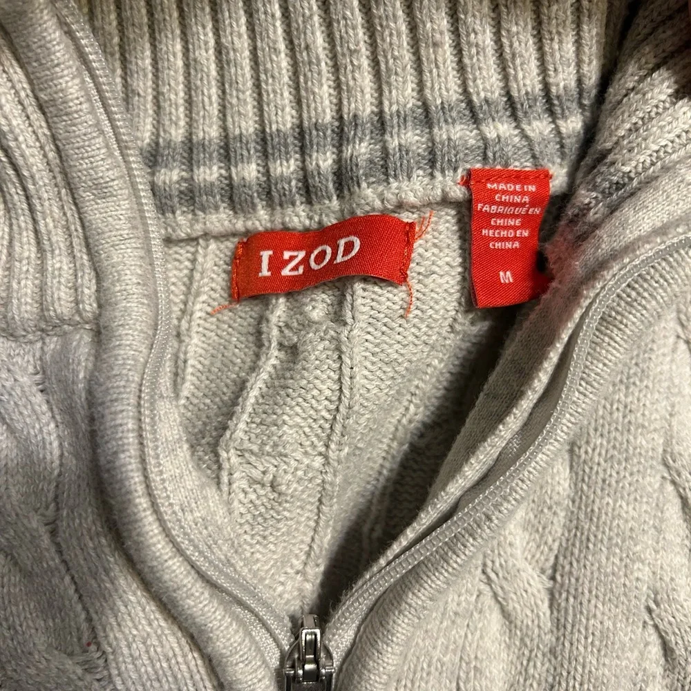 Men's Gray Izod Cable Knit Sweater